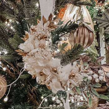 Gold Crescent Moon Dried Flower Christmas Bauble, 2 of 2