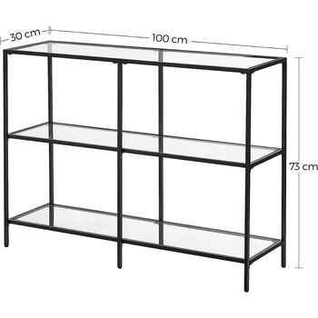 Console Table Coffee Table Tempered Glass Shelves, 10 of 10