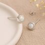 Sterling Silver White Opal Textured Stud Earrings, thumbnail 1 of 10