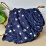 Silver Glitter Stars Scarf In Navy Blue, thumbnail 1 of 4