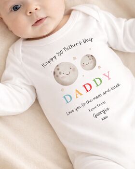 Personalised My 1st Father’s Day Babygrow Moon Design, 2 of 4