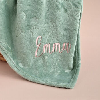 Personalised Green Embossed Baby Blanket, 8 of 9