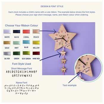 Children's Personalised Oak Wood Star Rainbow Clock, 7 of 7