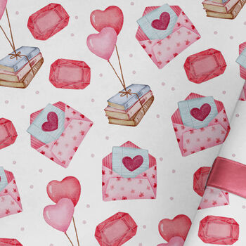 Cute Valentines Love Letters Wrapping Paper Roll #577, 2 of 3