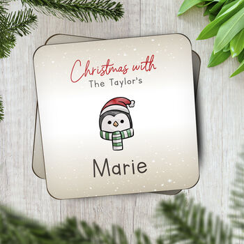 Personalised Placecard Table Coaster At Christmas, 2 of 6