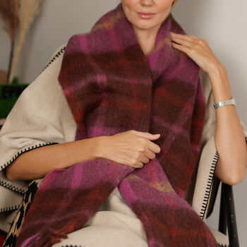 Wool Blend Cosy Checked Winter Scarf, 2 of 8