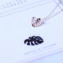 Monstera Leaf Sterling Silver Necklace, thumbnail 3 of 10