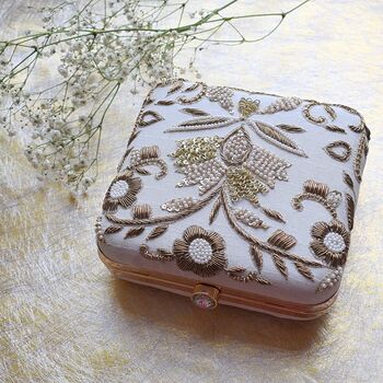 Raina Ivory Square Embroidered Clutch, 5 of 5