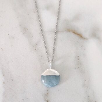 The Orb Aquamarine March Birthstone Necklace, Silver, 6 of 8