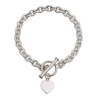 T Bar Silver Bracelet With Engraved Heart Tag, 2 of 4