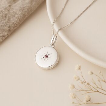 Personalised Sterling Silver October Birthstone Locket – Tourmaline, 3 of 8