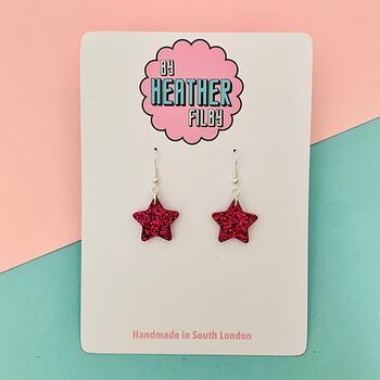 Small Star Glitter Earrings, 2 of 2