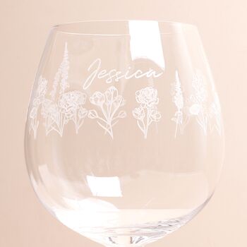 Personalised Engraved Wildflower Balloon Gin Glass, 5 of 5