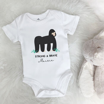 Strong And Brave Gorilla Personalised Jungle Babygrow, 5 of 8