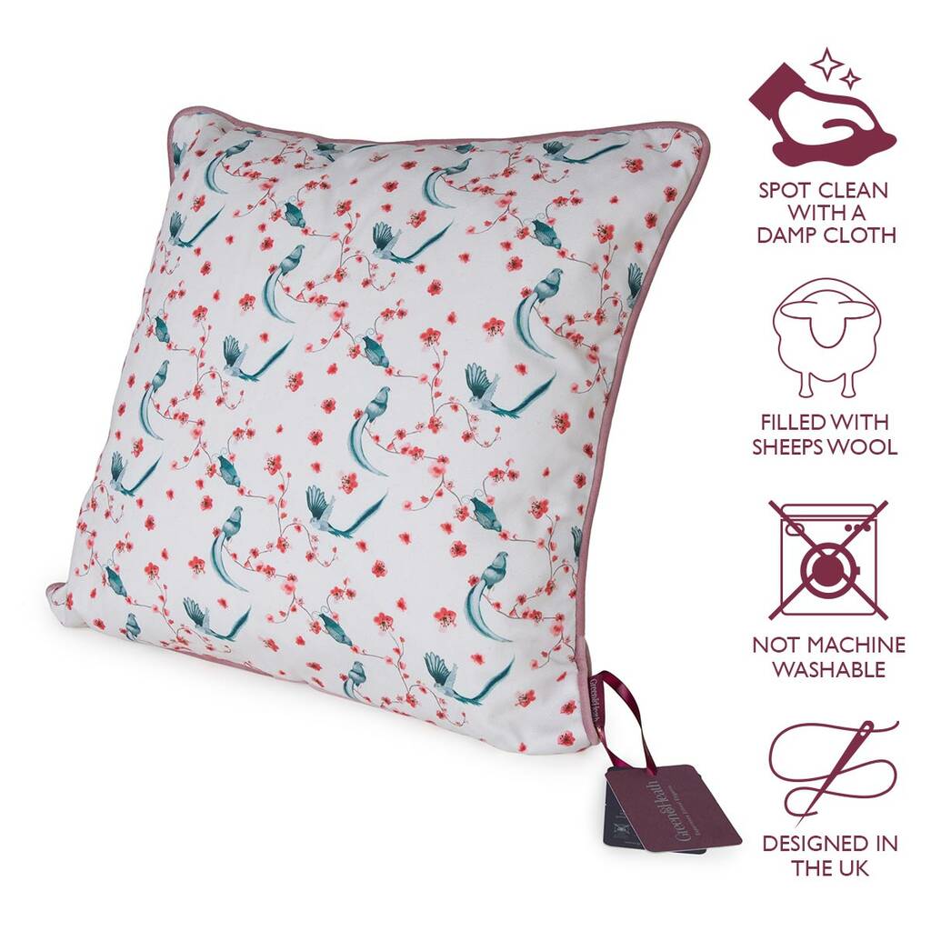 Kiji Birds Luxury Wool Filled Cushion And Cover By Green&Heath