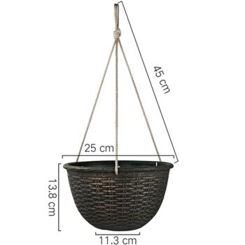 Pack Of Two Weave Pattern Hanging Planters, 4 of 8