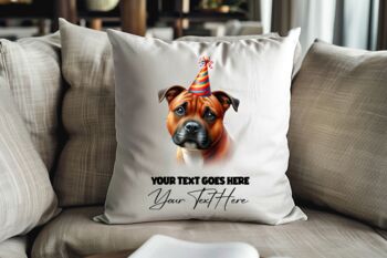 Personalised Staffordshire Bull Terrier Birthday Party Cushion B, 2 of 2