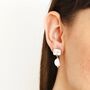 Crystal Stud And Freshwater Pearl Drop Earrings In Gold, thumbnail 4 of 6
