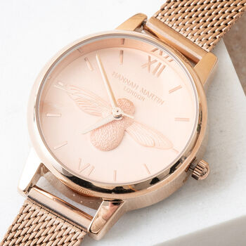 Personalised Rose Gold Plated Bee Watch, 7 of 10