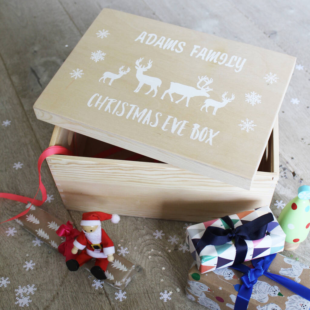 Luxury Personalised Wooden Christmas Eve Box By Lime Tree 
