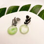 Transparent Light Green Silver Leaf Statement Earrings, thumbnail 5 of 12