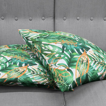 Tropical Leaves Cushion Cover Green And Orange, 4 of 7