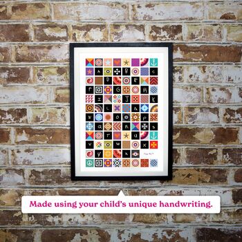 Personalised Kid's Handwriting Tile Bk Artwork And Font, 3 of 4