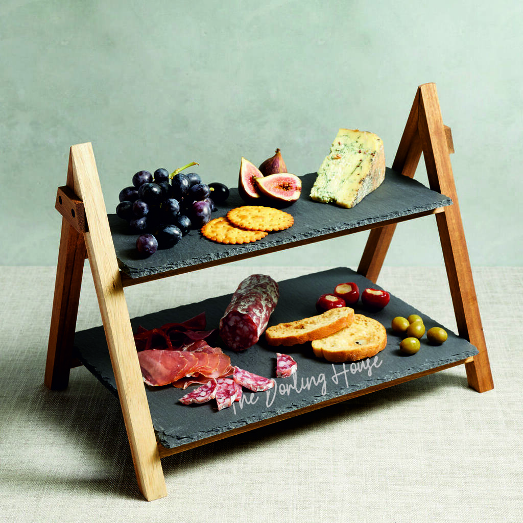 Personalised Two Tier Wooden Slate Serving Platter, 1 of 2