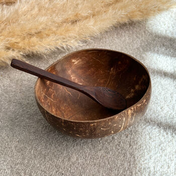 Hand Carved Coconut Bowl With Spoon, 2 of 9