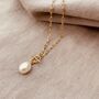 18ct Gold Plated T Bar Pearl Necklace, thumbnail 5 of 5