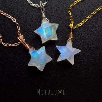 Rainbow Moonstone Star Necklace, 3 of 12