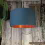 Petrol Cotton Lampshade With Gold Or Copper Foil Lining, thumbnail 1 of 10