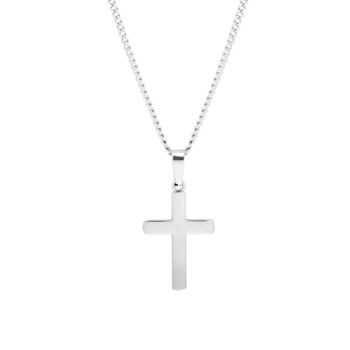 Mens Cross Steel Pendant Necklace, 8 of 12