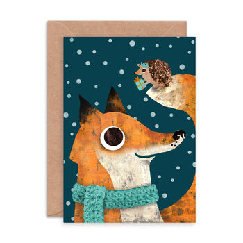 Fox And Hedgehog Illustrated Christmas Card, 2 of 2