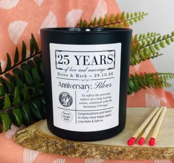 Personalised 25th Silver Anniversary Meaning Candle, 3 of 11