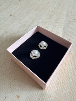 Gold Plated Pearl Stud Earrings, 2 of 5