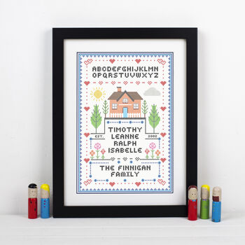Personalised Cross Stitch Family Print, 3 of 3