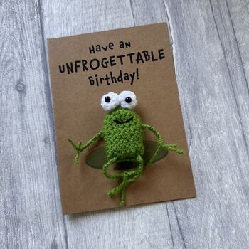 Frog Unforgettable Crochet Birthday Card Handmade, 5 of 12