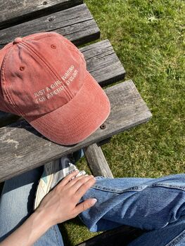 Just A Girl Personalised Slogan Cap, 6 of 6