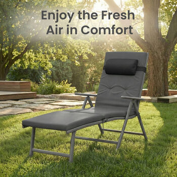 Folding Sun Lounger With Thick Mattress Cushion, 7 of 11