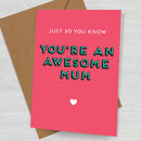 Awesome Mum Mother's Day / Birthday Card By Well Bred Design ...