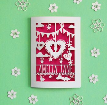 Personalised Papercut New Baby Card, 3 of 10