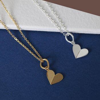 Gold Or Silver Origami Heart Charm Necklace, 2 of 6