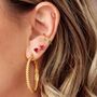 Silver Fuchsia Set Of Three Stud Earrings, thumbnail 3 of 4