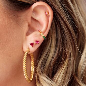 Silver Fuchsia Set Of Three Stud Earrings, 3 of 4