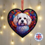 Bichon Frise Stained Glass Effect Heart Suncatcher, thumbnail 1 of 6