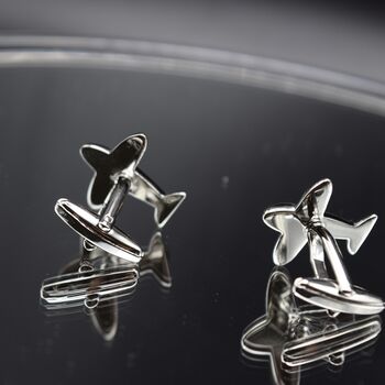 Airplane Cufflinks 316 L Stainless Steel Gift For Pilots And Travellers, 3 of 4