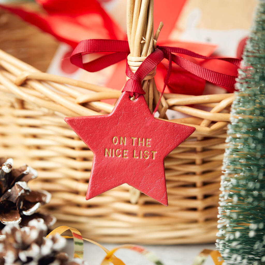 Nice List Star Christmas Stocking Or Basket Tag, 1 of 5