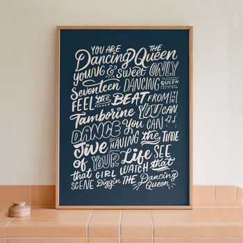 Dancing Queen Lyrics Print, Abba Poster, 16 Colour Options, 2 of 10