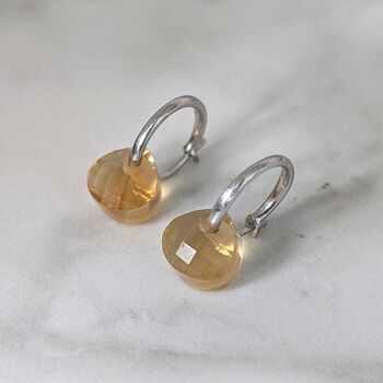 Citrine Teardrop November Birthstone Earrings, Silver, 3 of 6